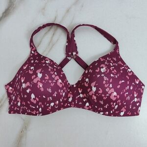 Hanes HU03 Magenta Abstract Ultimate T-shirt Soft Contour Wirefree Bra, 34C